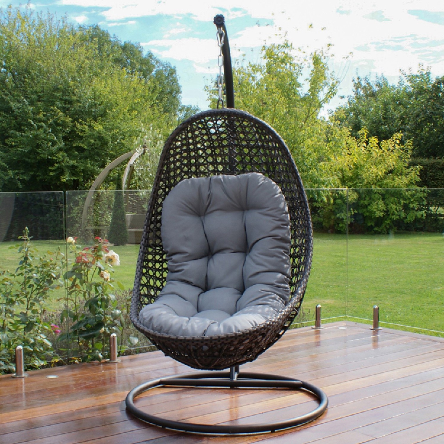 Rattan Garden Furniture Malibu Grey Outdoor Hanging Chair | O.F.H
